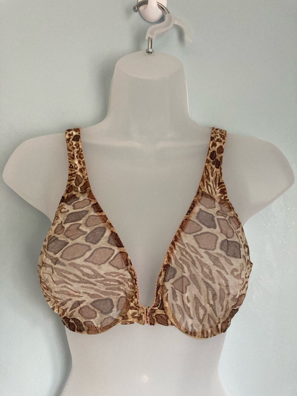 Vintage Victoria's Secret Unlined Animal Print Bra 32D Sheer